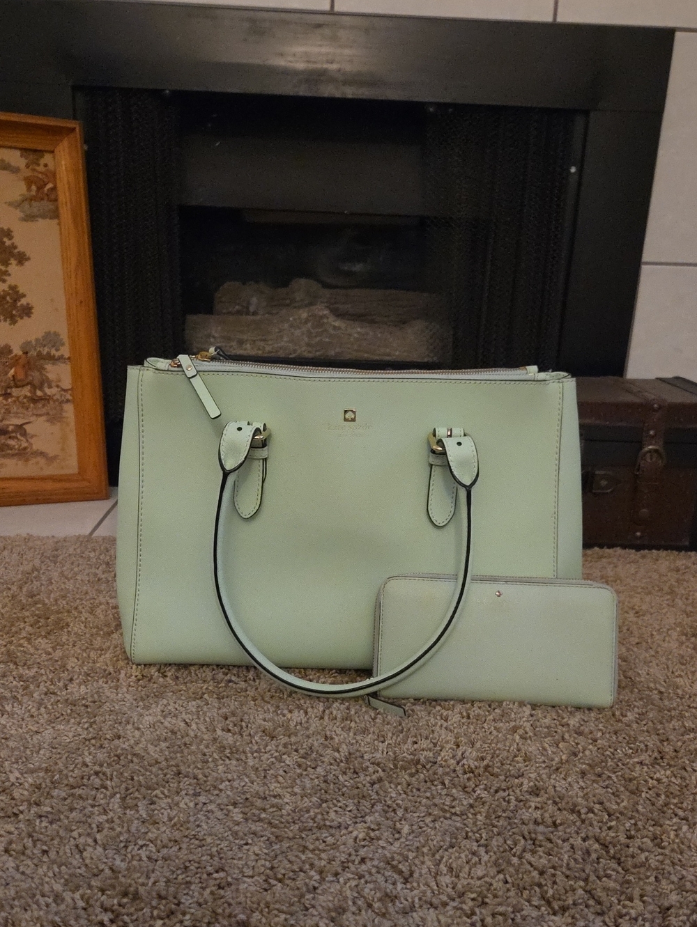 Mint Green Kate Spade Large Satchel with Matching Wallet